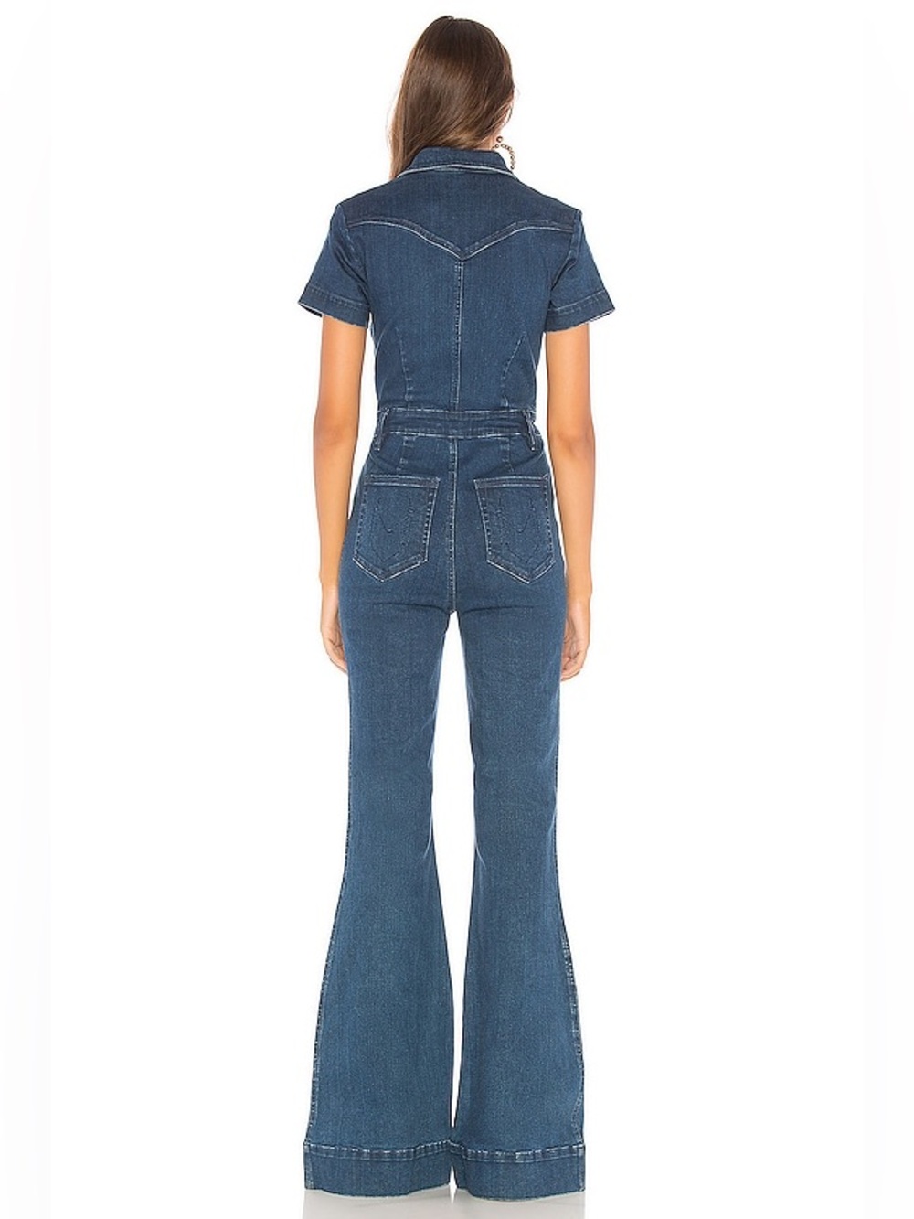 Show Me Your MuMu Everhart Denim Stretch Jumpsuit Size Large New With Tags - Picture 3 of 16